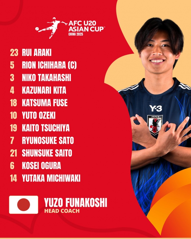  日本U20vs敘利亞U20首發(fā):高橋仁胡、佐藤龍之介出戰(zhàn) 高岡伶颯替補