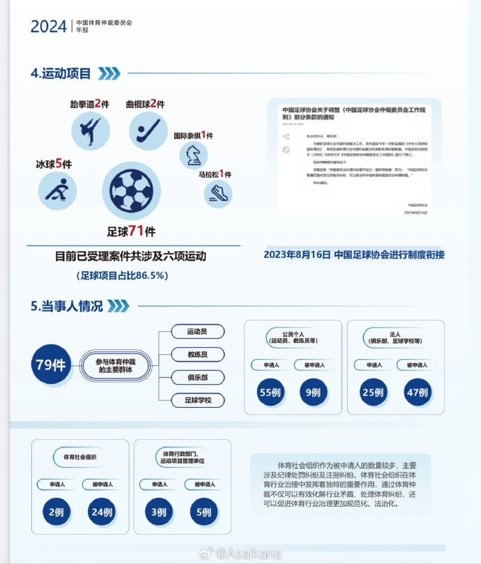  國(guó)家體育總局官網(wǎng)發(fā)布了中國(guó)體育仲裁委員會(huì)的2024年度工作報(bào)告